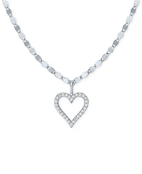 Diamond Open Heart 18" Pendant Necklace (1/10 ct. t.w.) in Sterling Silver