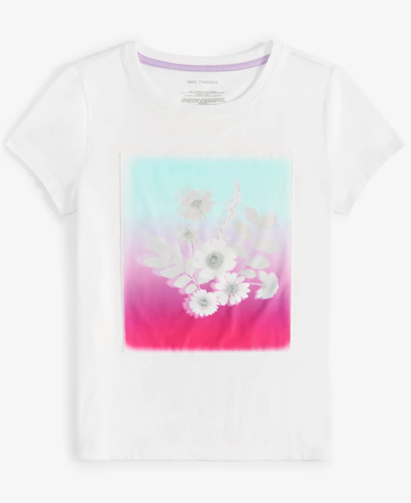 Epic Threads Little & Big Girls Shadow Floral Graphic T-Shirt, Created for Macy's