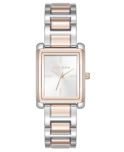 Anne Klein Women's Quartz Contemporary Silver-Tone and Rose Gold-Tone Alloy Metal Watch, 24mm