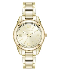 Anne Klein Women's Quartz Bold Coin Edge Bezel Gold-Tone Alloy Metal Watch, 32mm