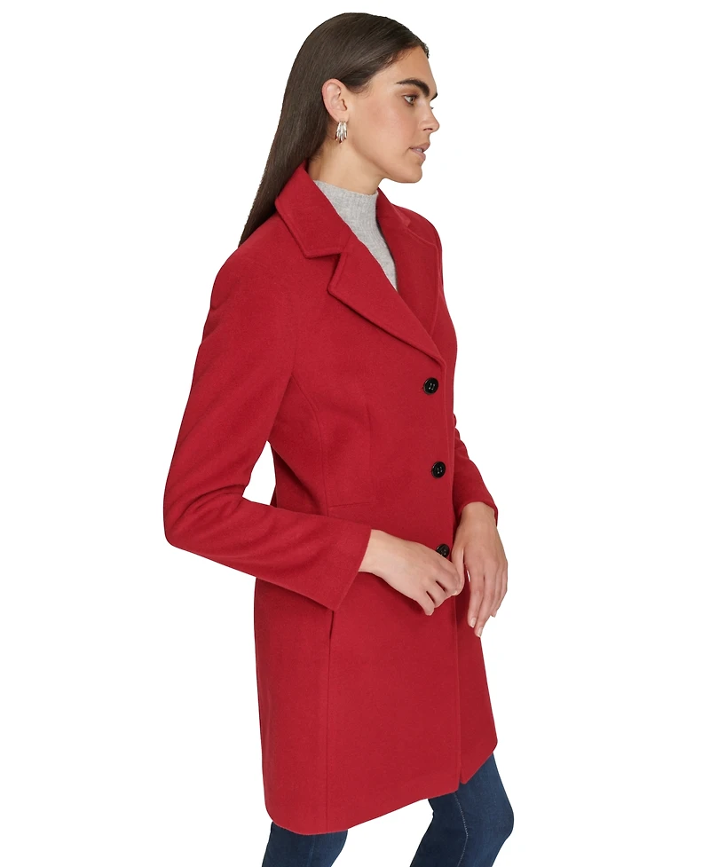 Calvin Klein Womens Single-Breasted Wool Blend Coat