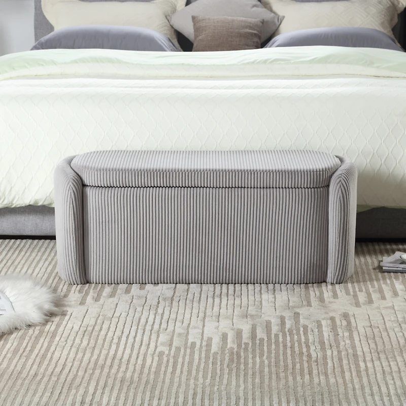 Streamdale Upholstered Storage Ottoman with Safety Hinge (Light Gray)