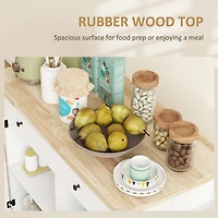 Kitchen Island with Storage, Farmhouse Rolling Kitchen Island Cart on Wheels with Drawer, 2 Cabinets, Rubberwood Top, Spice Rack, Towel Racks and 2 Ho