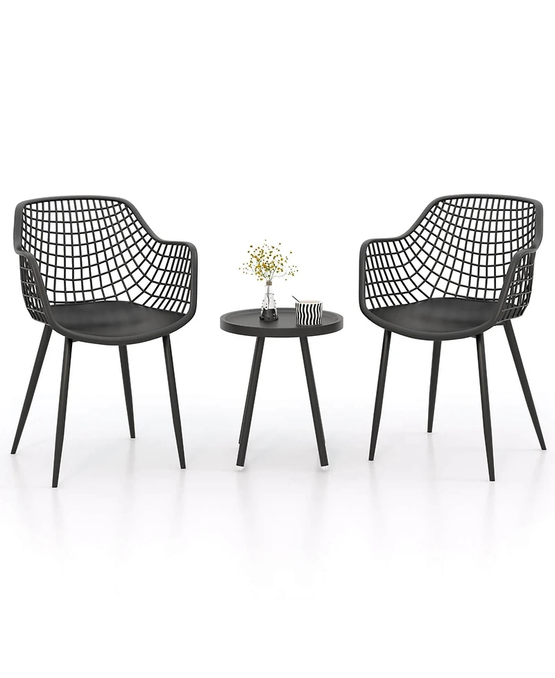 Costway 3 Piece Patio Bistro Set All Weather Heavy Duty Table and Chairs of 2