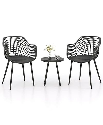 Costway 3 Piece Patio Bistro Set All Weather Heavy Duty Table and Chairs of 2