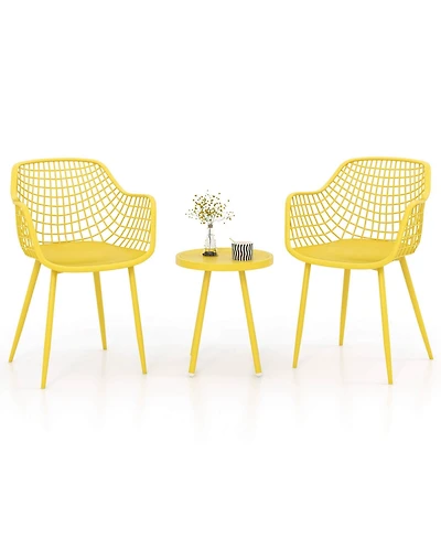 Costway 3 Piece Patio Bistro Set All Weather Heavy Duty Table and Chairs Set of 2