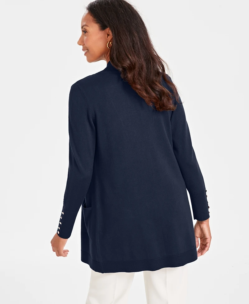 Jm Collection Women's Button-Sleeve Flyaway Cardigan Sweater