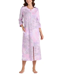 Miss Elaine Women's Printed 3/4-Sleeve Long Robe