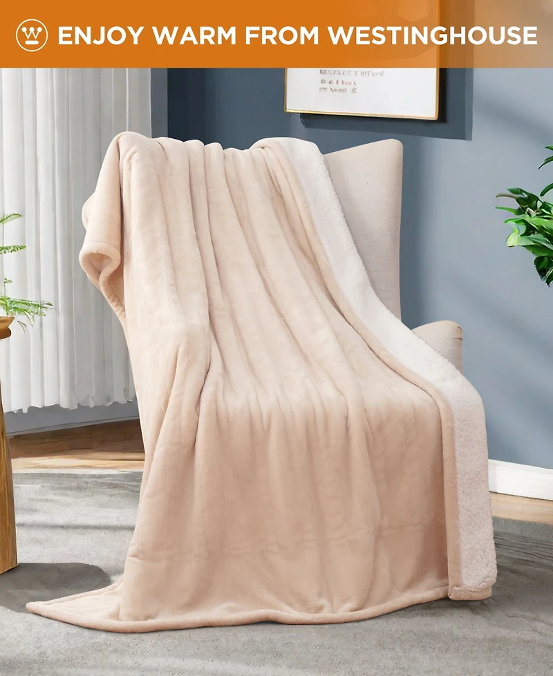 Westinghouse Heated Flannel and Sherpa Throw, 50" x 60"