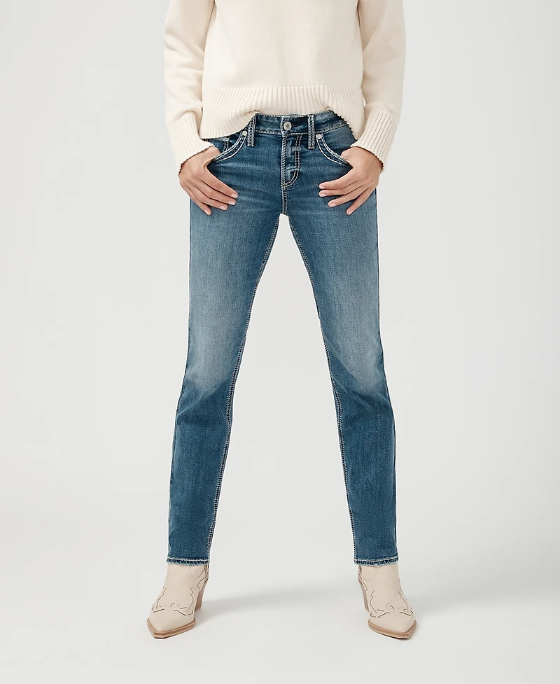 Silver Jeans Co. Women's Suki Mid Rise Curvy Fit Straight