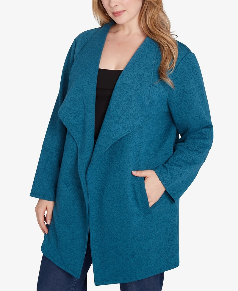 Ruby Rd. Plus Winter Scroll Quilted Knit Jacket