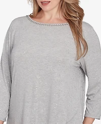 Ruby Rd. Plus Embellished Dew Drops Glitter Knit Top