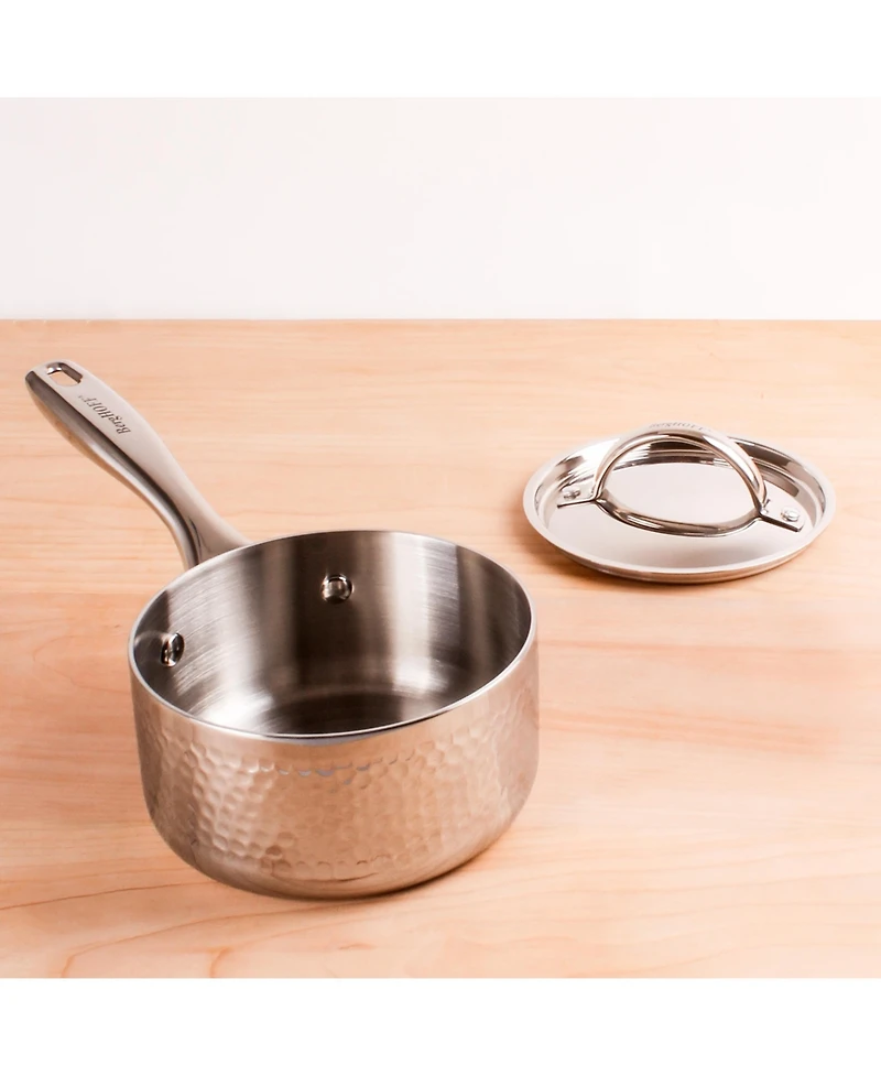 BergHOFF Vintage Tri-Ply 18/10 Stainless Steel 8" Saucepan 3qt. with Lid, Hammered