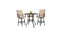 Slickblue Wrought Iron Glass High Bar Table – Elegant Patio Bar Table for Outdoor Entertaining, Combining Style and Durability