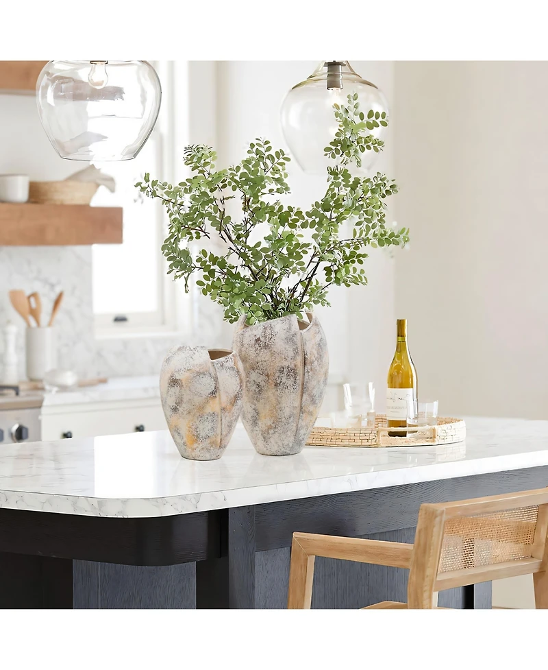 LuxenHome Modern Marble White 12.2-Inch Tall Stoneware Table Vase