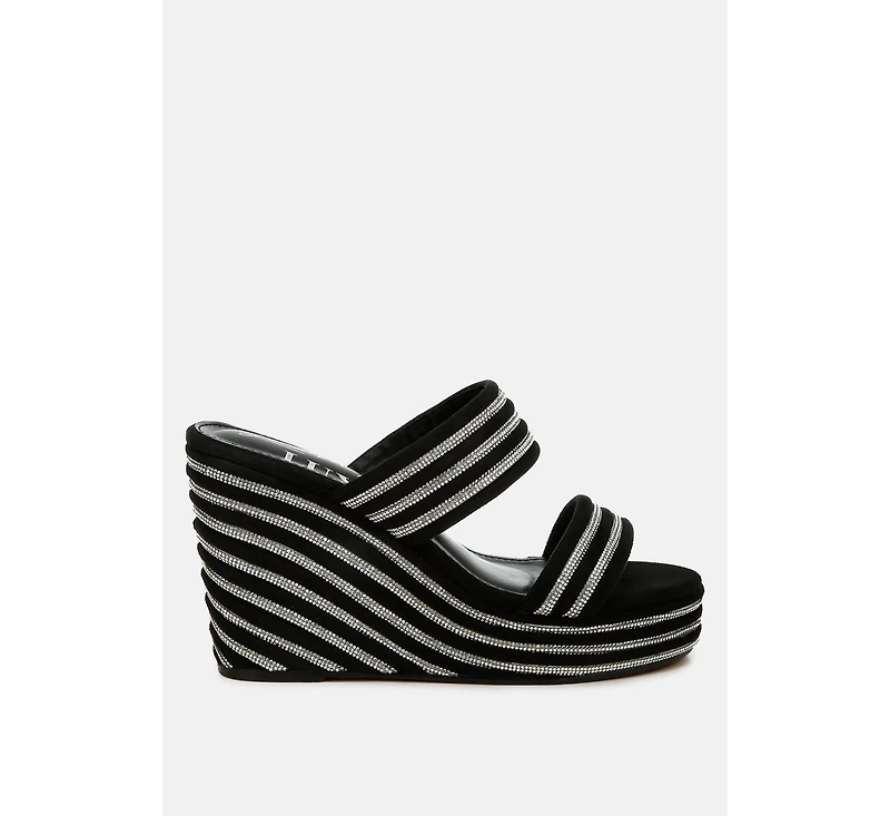 Danker Rhinestones Embellished Wedge Sandals