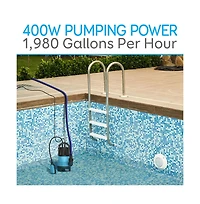 SereneLife Electric Submersible Water Pump, 400W, 1980 Gph