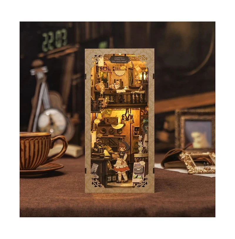 Cutebee Diy Book Nook Kit Diy Miniature House Dollhouse Kit Booknook Bookshelf Decor Alley Model with Led Light, Gifts (Grandfather s Antique Store