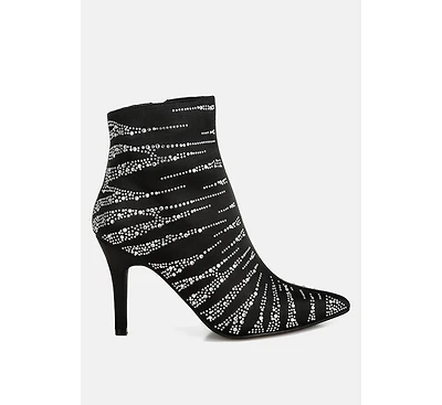 Toget Satin Rhinestone Ankle Party Boots Women