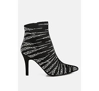 Toget Satin Rhinestone Ankle Party Boots Women