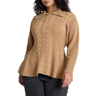 Eloquii Plus Peplum Zipper Sweater