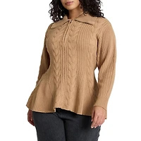 Eloquii Plus Peplum Zipper Sweater