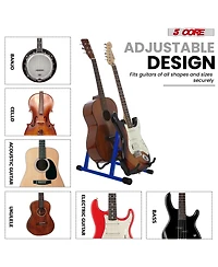 5 Core Double Guitar Stand Floor Adjustable A Frame Folding Acoustic Electric Guitars Holder Stands Gss 2N1 Blu