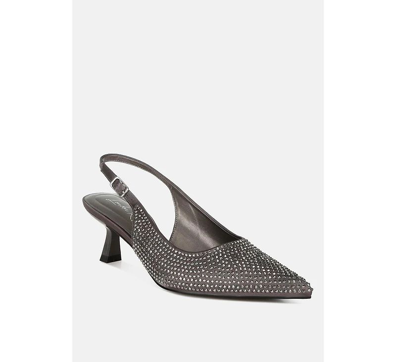 Amashi Rhinestones Embellished Slingback Sandals