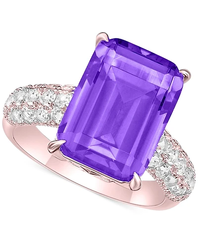 Amethyst (8 ct. t.w.) & White Topaz (1/3 Statement Ring Rose Gold-Plated Sterling Silver (Also Sky Blue Topaz, Pink Amethyst, Onyx)
