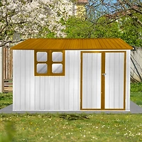 Streamdale White+Yellow 10ftx8ft Metal Garden Shed with Window