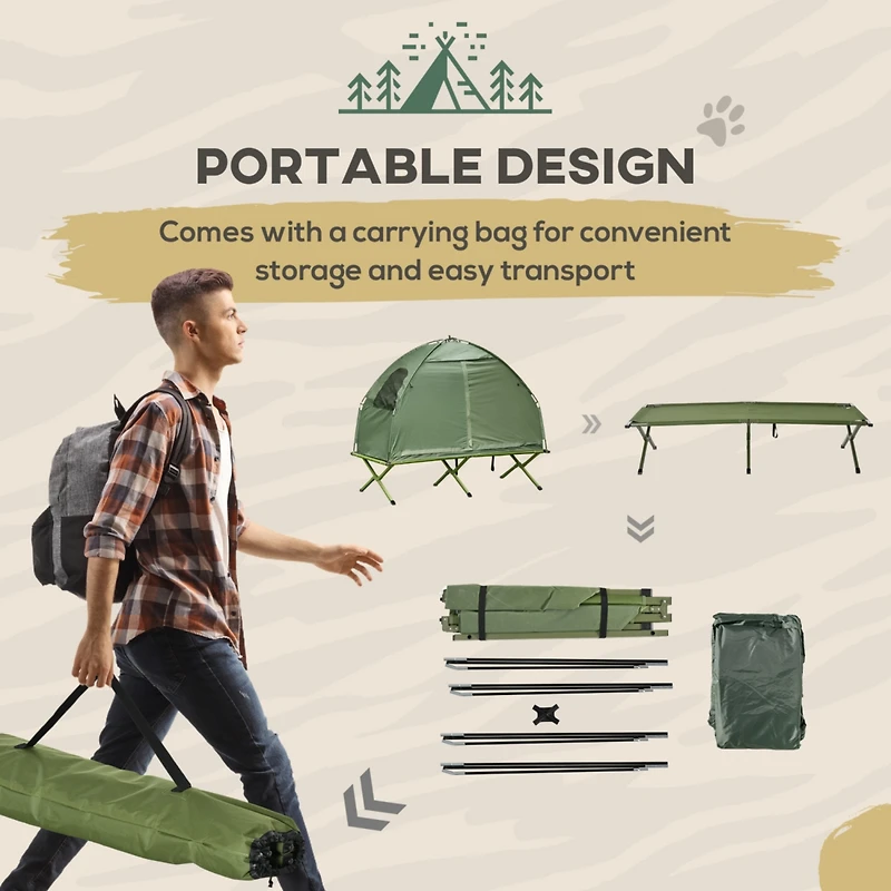 Streamdale Furniture Camping Tent Cot, Single Person Folding Cot Combo, Off-Ground Tent, Covered Outdoor Bed with Carry Bag for Hiking, Camping