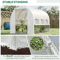 10' x 7' x 7' Walk-in Tunnel Greenhouse, Outdoor Green House with Anti-Tear Pe Cover, Zipper Doors and Mesh Windows, White