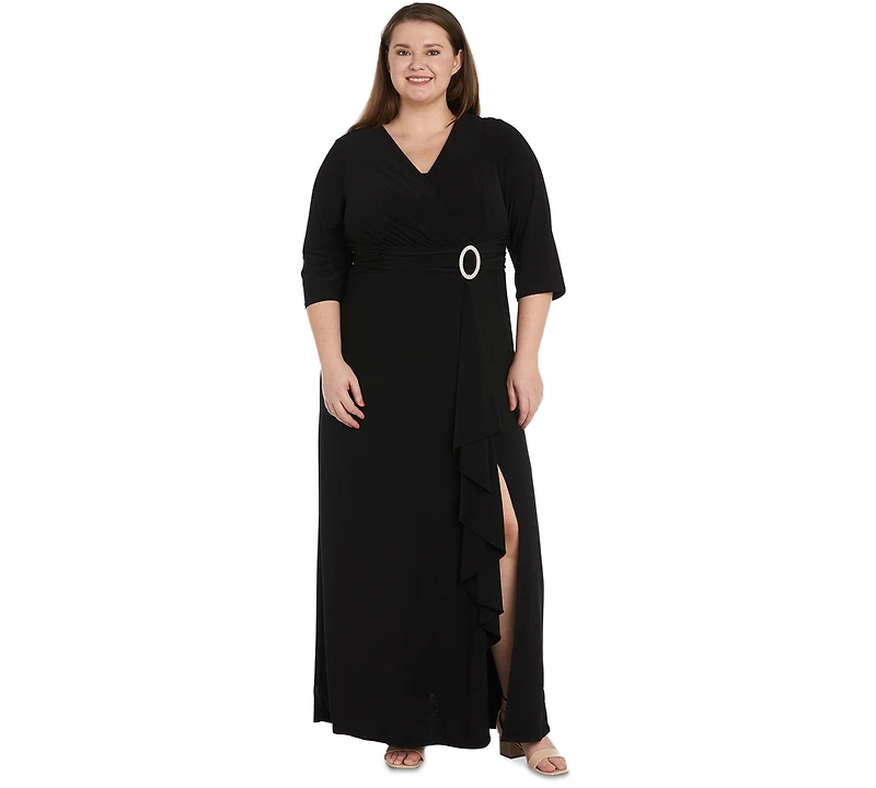 R & M Richards Plus Size Fukuro Faux-Wrap Jacket Dress