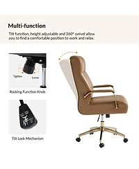 Hulala Home Uwe Modern Leather Ergonomic Executive Office Chair with Sgs International Certified Stainless Steel Gas Spring