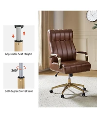Hulala Home Uwe Modern Leather Ergonomic Executive Office Chair with Sgs International Certified Stainless Steel Gas Spring