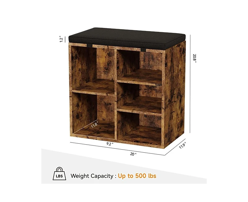 gaomon Shoe Storage Bench Cubby Organizer with Foam Pad Seating Cushion for Entryway Bedroom Living Room Dorm and Small Apartment