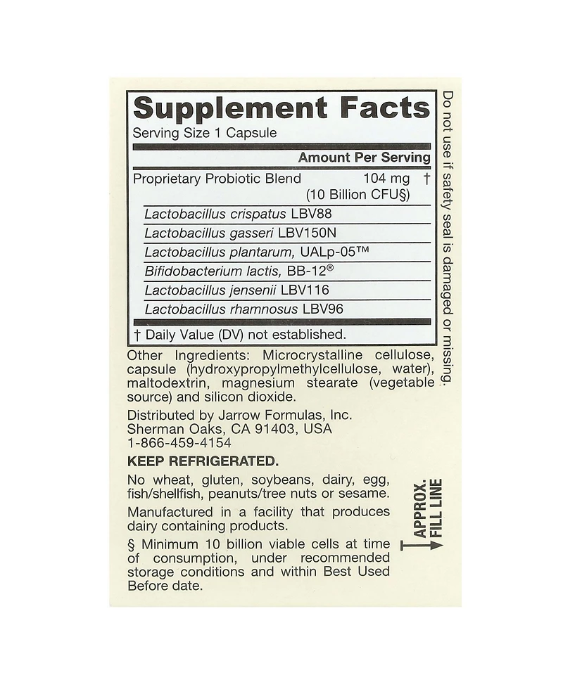 Jarrow Formulas Nutrition Fem Dophilus Advanced 10 Billion Cfu (104 mg)