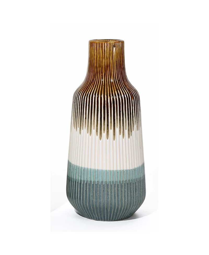 LuxenHome Earth Tones Ombre Stoneware Vase
