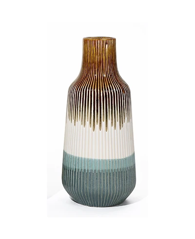 LuxenHome Earth Tones Ombre Stoneware Vase