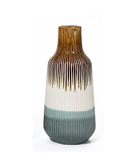 LuxenHome Earth Tones Ombre Stoneware Vase