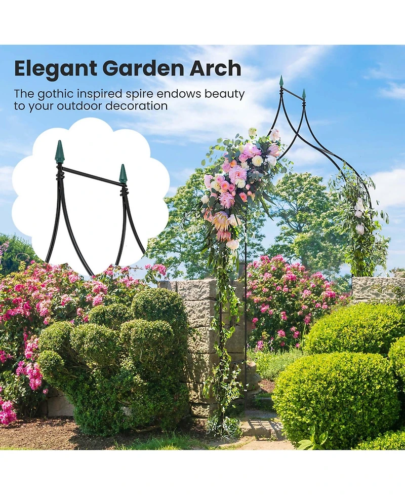 Costway 2 Pcs Garden Arbor with Multiple Side Crossbars Powder-coated Metal Tubes