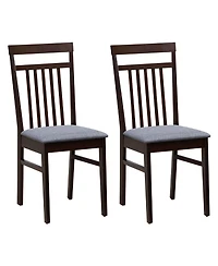 Gymax Upholstered Dining Chair Set of Kitchen Armless Padded w/ Slanted Backrest