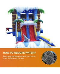 JumpOrange Shark Commercial Grade Bounce House Water Slide with Pool (with Blower), Kids and Adults, Wet Dry Combo, Basketball Hoop, Pop Up Obstacles,