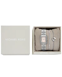 Michael Kors Women's Emery Three-Hand Silver-Tone Stainless Steel Watch 22mm and Bracelet Gift Set