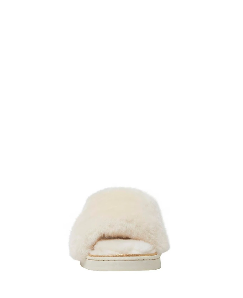 Fireside by Dearfoams Women's Cairns Genuine Shearling Fuzzy Slide Slipper