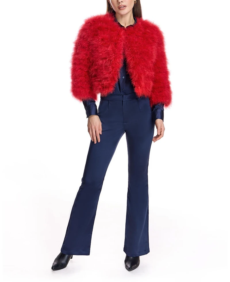 Julia & Stella by Maximilian Women's Collarless Feather Bolero