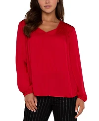 Liverpool Los Angeles Women's Smocked V-Neck Top