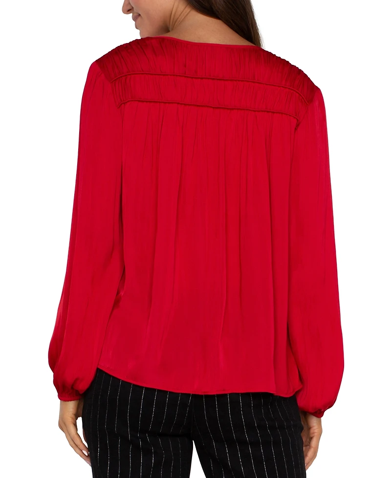 Liverpool Los Angeles Women's Smocked V-Neck Top