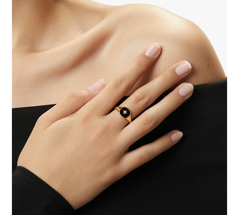 Ana Luisa Gold Signet Ring - Amara Black