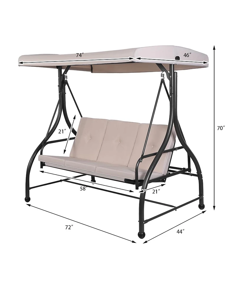Skonyon 3 Seats Outdoor Swing Hammock with Adjustable Tilt Canopy